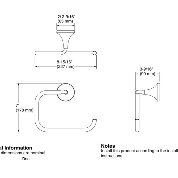BN Beautiful Kohler Towel Ring - Brushed Nickel - Tone collection - Picture 5 of 5